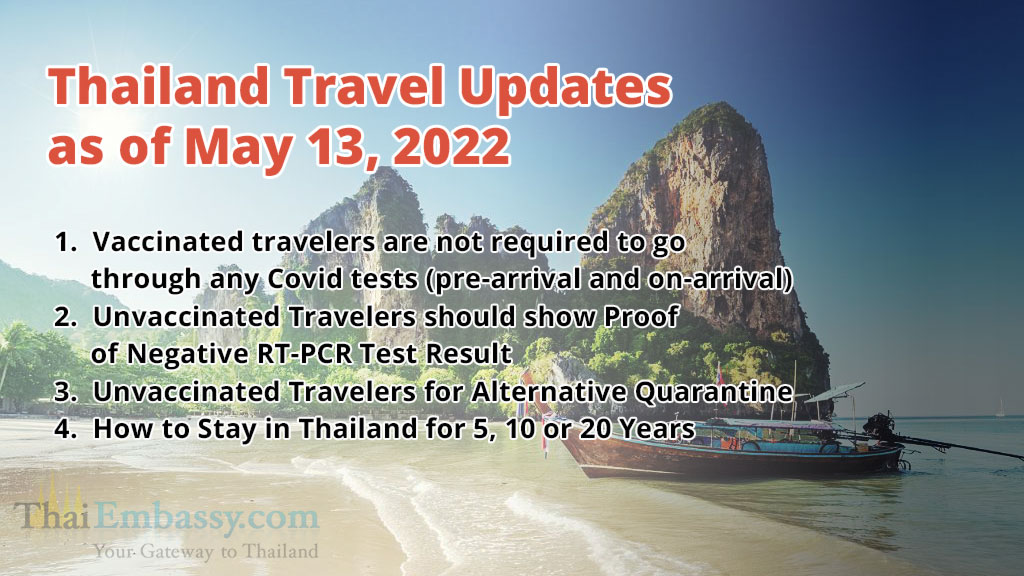 Actualizaciones sobre viajes a Tailandia: Tailandia ha eliminado los requisitos de pruebas de COVID; Requisitos de entrada para viajeros vacunados y no vacunados